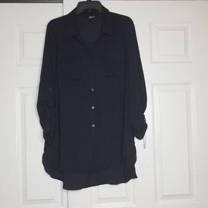 5/$25 Navy blue sheer button up top